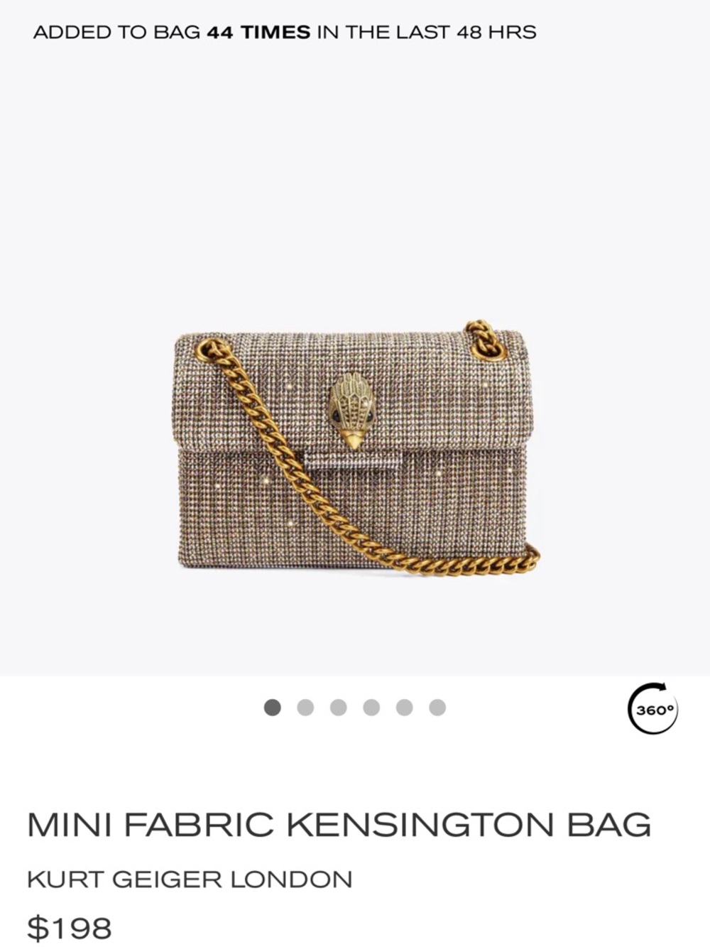 Kurt Geiger Mini Kensington Bag in Metallic Beige with Gold Chain